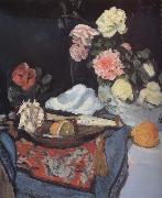 Fruit and Flowers on a Draped Table, George Leslie Hunter